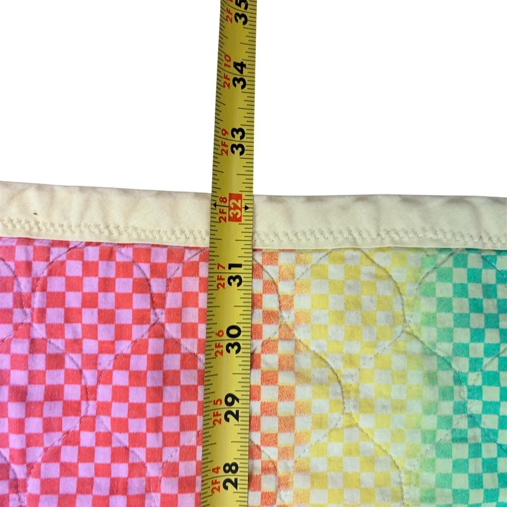 Vtg Noahs Ark Baby Quilt Rainbow Animal Nursery Blanket Retro 90s Hanging 43x32